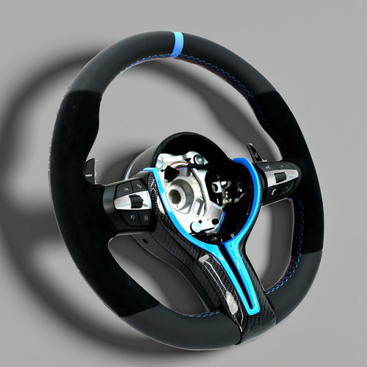 Blue Carbon Steering Wheel - High Performance for BMW 1, 2, 3, 4 Series (F20, F22, F30, F32) M2, M3, M4 - Full Set