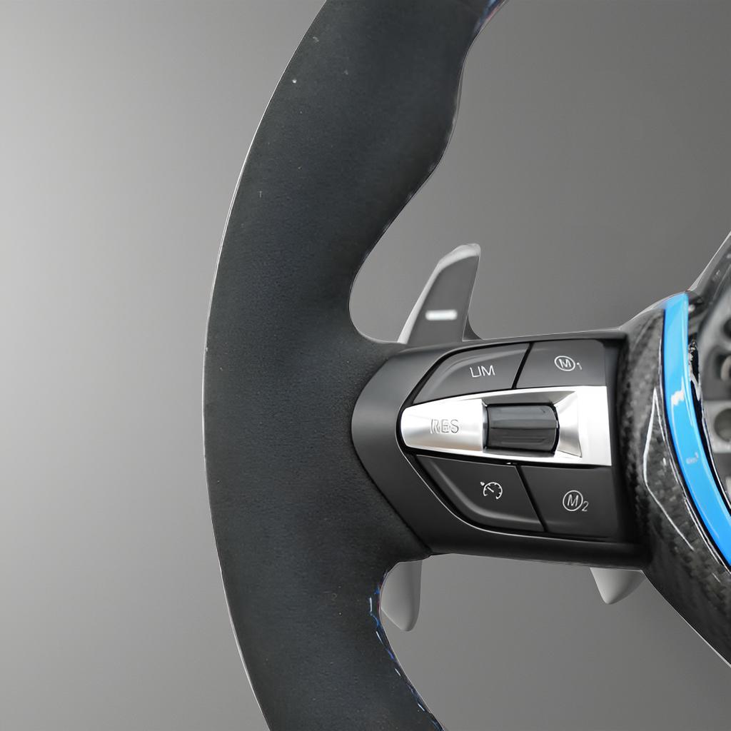 Blue Carbon Steering Wheel - High Performance for BMW 1, 2, 3, 4 Series (F20, F22, F30, F32) M2, M3, M4 - Full Set
