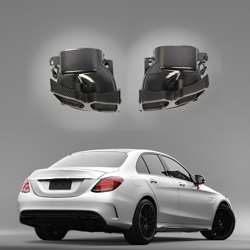Dry Carbon Fiber Tail Muffler Exhaust for Mercedes Benz W205, W213, W218, W222, GLE, GLC & CLA (2019)