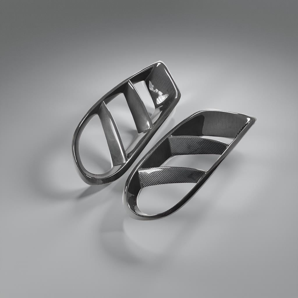 Carbon Front Bumper Grill & Air Vent Fog Cover for Mercedes-Benz W205 Sport C43 AMG (2015-2018)