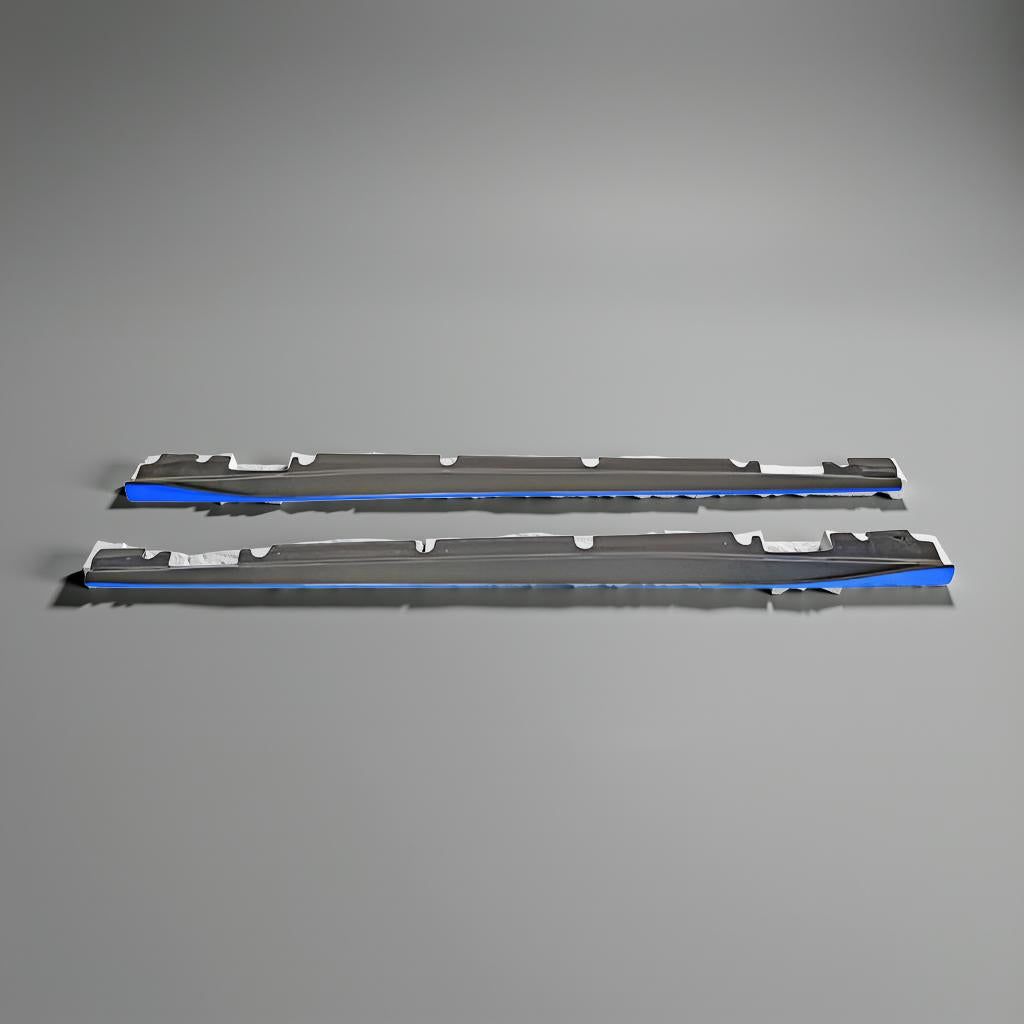 Blue Trim Carbon Fiber Side Skirts for Mercedes Benz CLA200, CLA250 & CLA45 AMG (2013-2018)