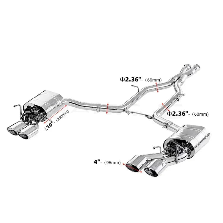 Valved Catback Exhaust System with Downpipe for Mercedes-Benz AMG W204 C63 6.2L (2008-2013)