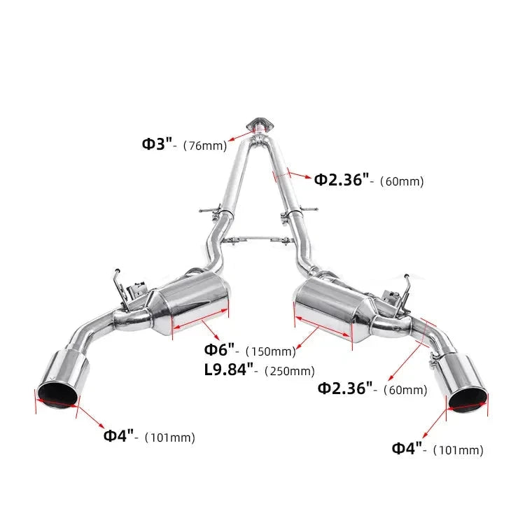 Performance Catback Exhaust System for Infiniti G37/G35/G25 2.5L, 3.5L, 3.7L (2014-Present)