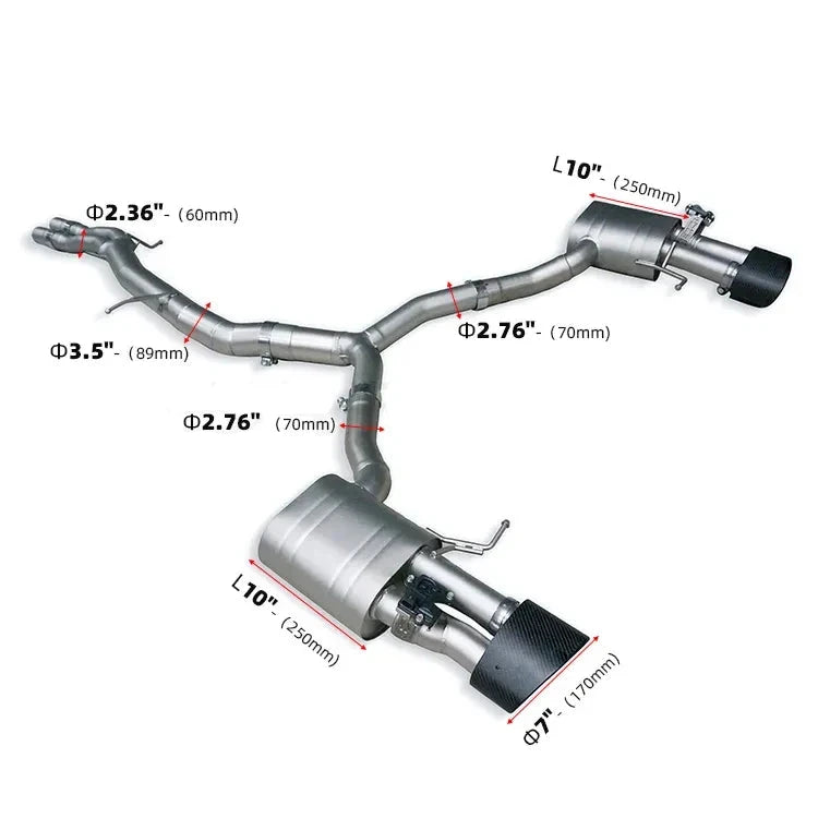 Dual Valved Catback Exhaust System for Audi B9 RS4/RS5 2.9T (2017-Present)
