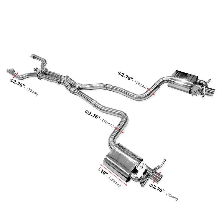 Valved Catback Exhaust System with Downpipe for Mercedes-Benz AMG W204 C63 6.2L V8 (2008-2013)