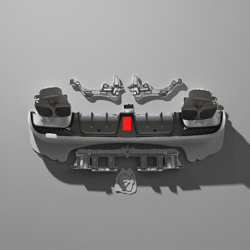 Carbon Pattern Rear Bumper Diffuser Lip with Exhaust Tips for Benz W205 C250/C300 Sport Sedan, C43 & C63