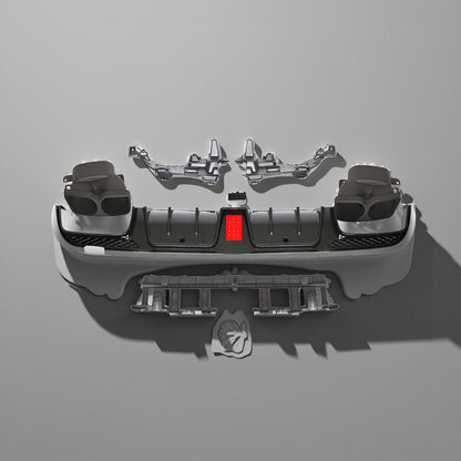 Carbon Pattern Rear Bumper Diffuser Lip with Exhaust Tips for Benz W205 C250/C300 Sport Sedan, C43 & C63