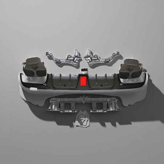 Carbon Pattern Rear Bumper Diffuser Lip with Exhaust Tips for Benz W205 C250/C300 Sport Sedan, C43 & C63