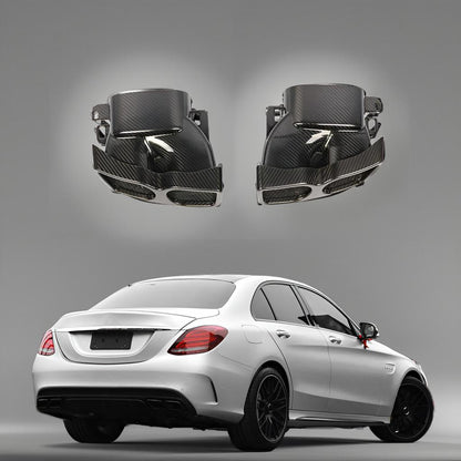 Dry Carbon Fiber Tail Muffler Exhaust for Mercedes Benz W205, W213, W218, W222, GLE, GLC & CLA (2019)