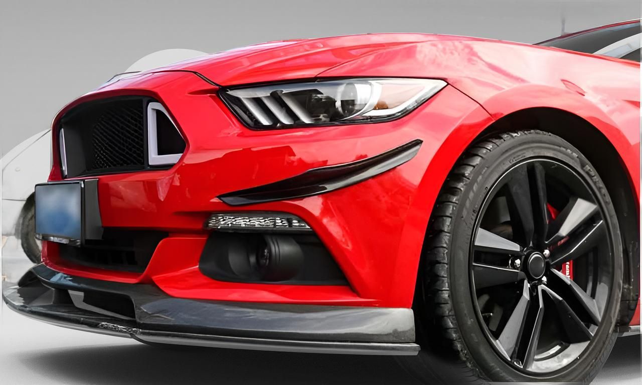 Carbon Fiber Front Bumper Fins Canards for Ford Mustang Coupe 2015 to 2017
