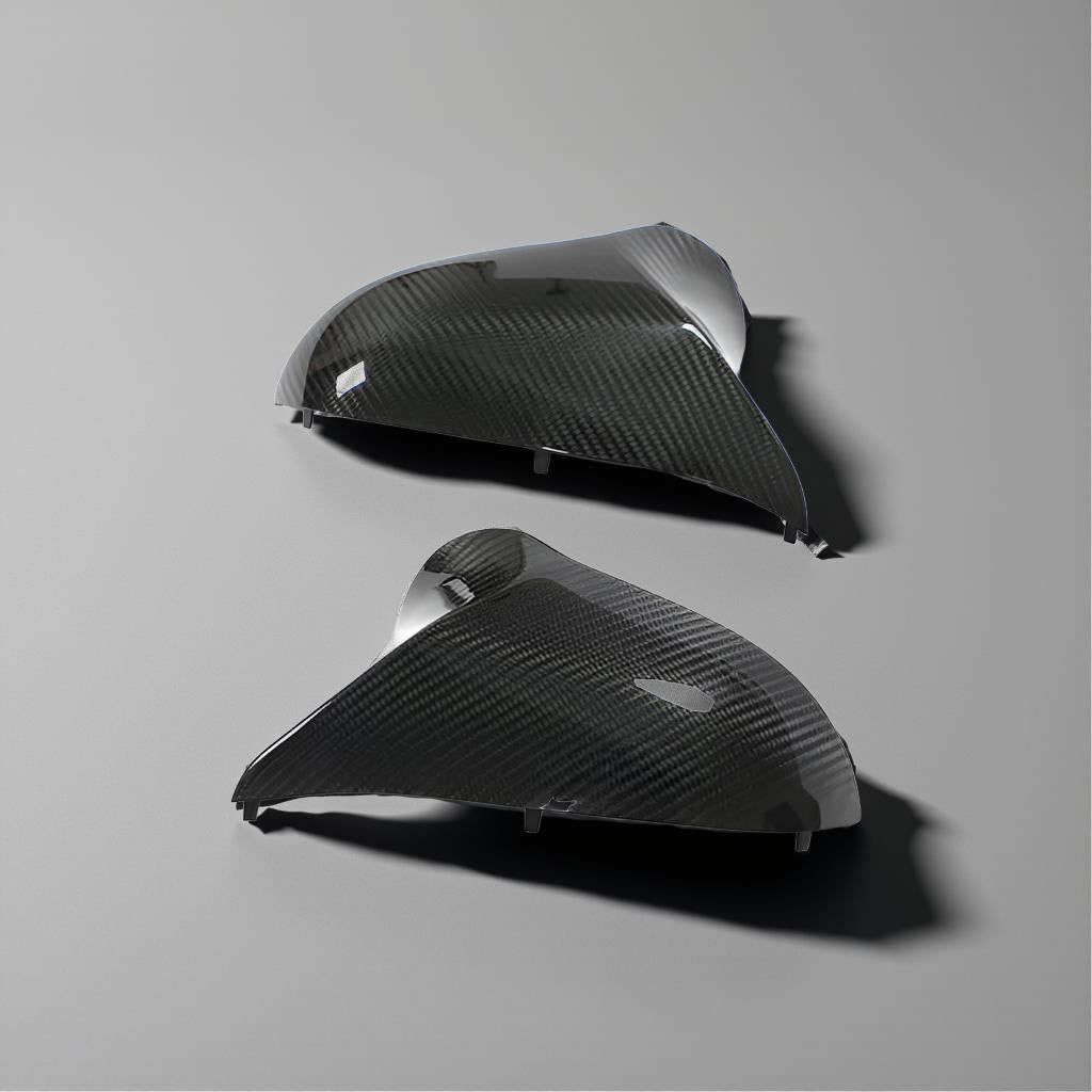 Right-Hand Drive Dry Carbon Fiber Rearview Mirror Caps for BMW F80 M3, F82 & F83 M4, and F87 M2 Competition (2018-2020)