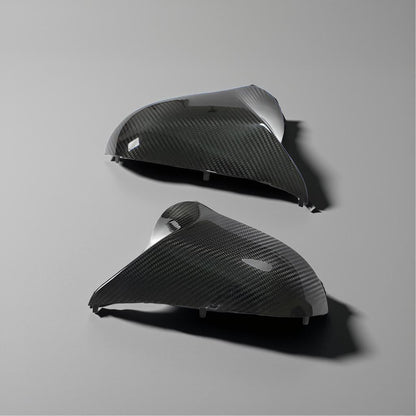 Right-Hand Drive Dry Carbon Fiber Rearview Mirror Caps for BMW F80 M3, F82 & F83 M4, and F87 M2 Competition (2018-2020)