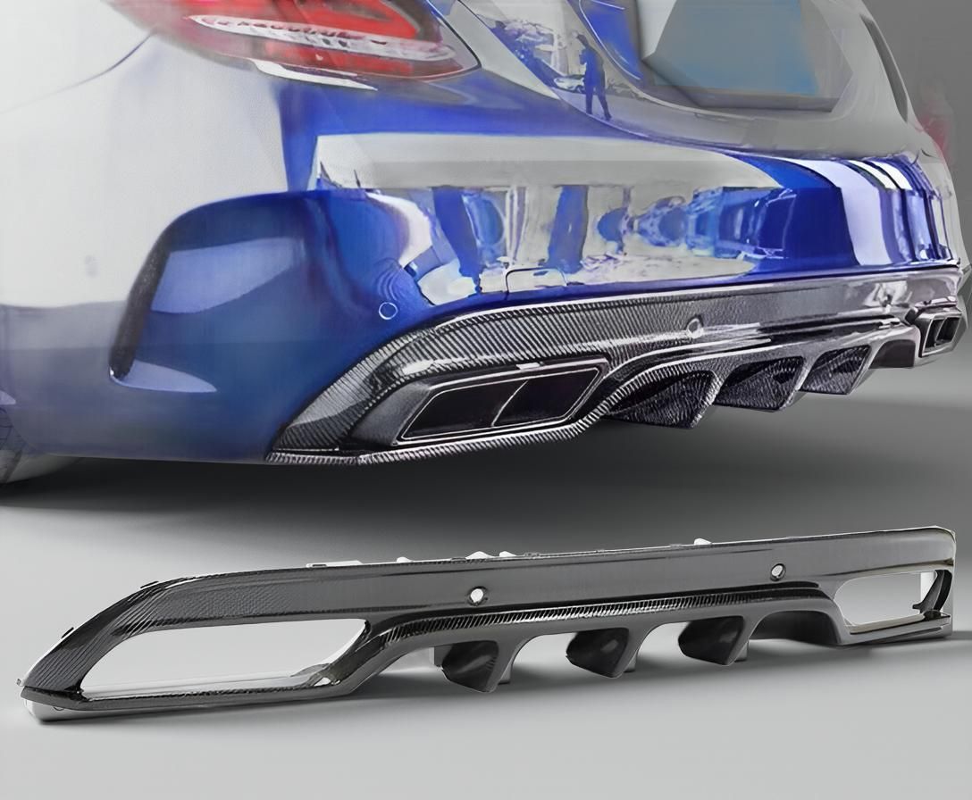 Carbon Fiber Rear Diffuser Lip for Mercedes-Benz W205 C250 Sport, C43 & C63 AMG (2015-2019)