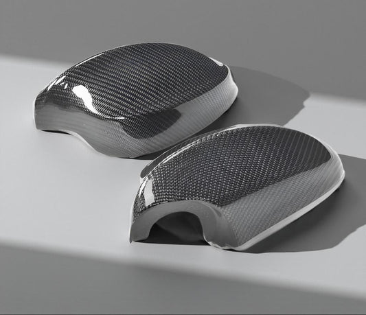 Glossy Carbon Fiber Side Mirror Cover Cap for BMW E90 & E91 (320, 328, 335D) 2005-2008 - Full Replacement