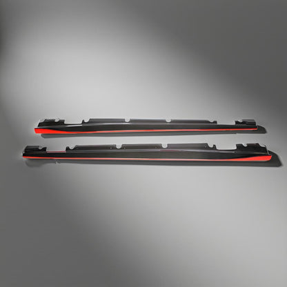 Mercedes Benz A-Class W176 Red Trim Carbon Fiber Side Skirts Extension (2013-2018)