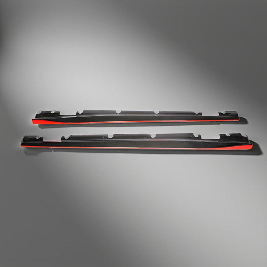 Mercedes Benz A-Class W176 Red Trim Carbon Fiber Side Skirts Extension (2013-2018)