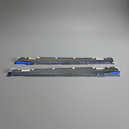 Blue Trim Carbon Fiber Side Skirts for Mercedes Benz CLA200, CLA250 & CLA45 AMG (2013-2018)