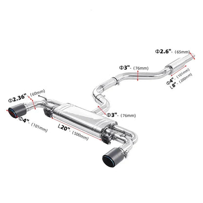Catback Exhaust System for VW Golf MK7/MK8 GTI EA888 2.0T (2014-Present)